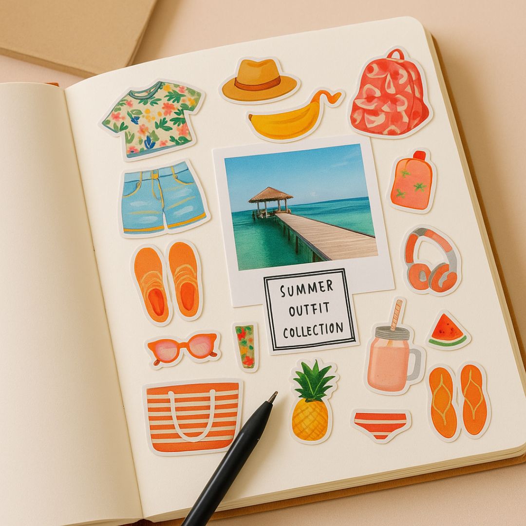 (Buy 1 Get 1 Free) Summer Outfit Scrapbook Stickers | Clothing & Accessories