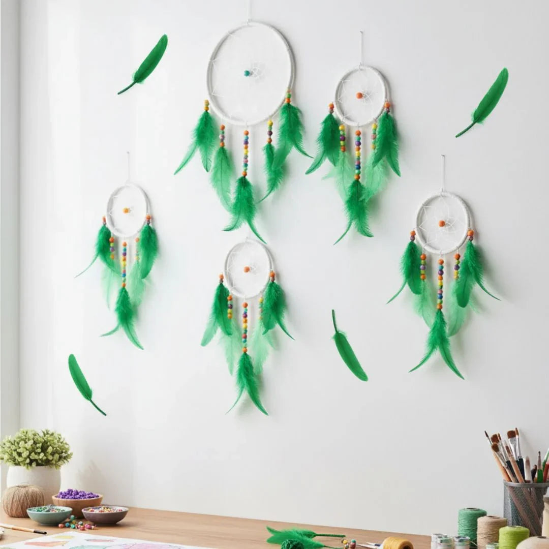 Small Hard Dark Green Feathers for Nature Crafts | 12 Pcs