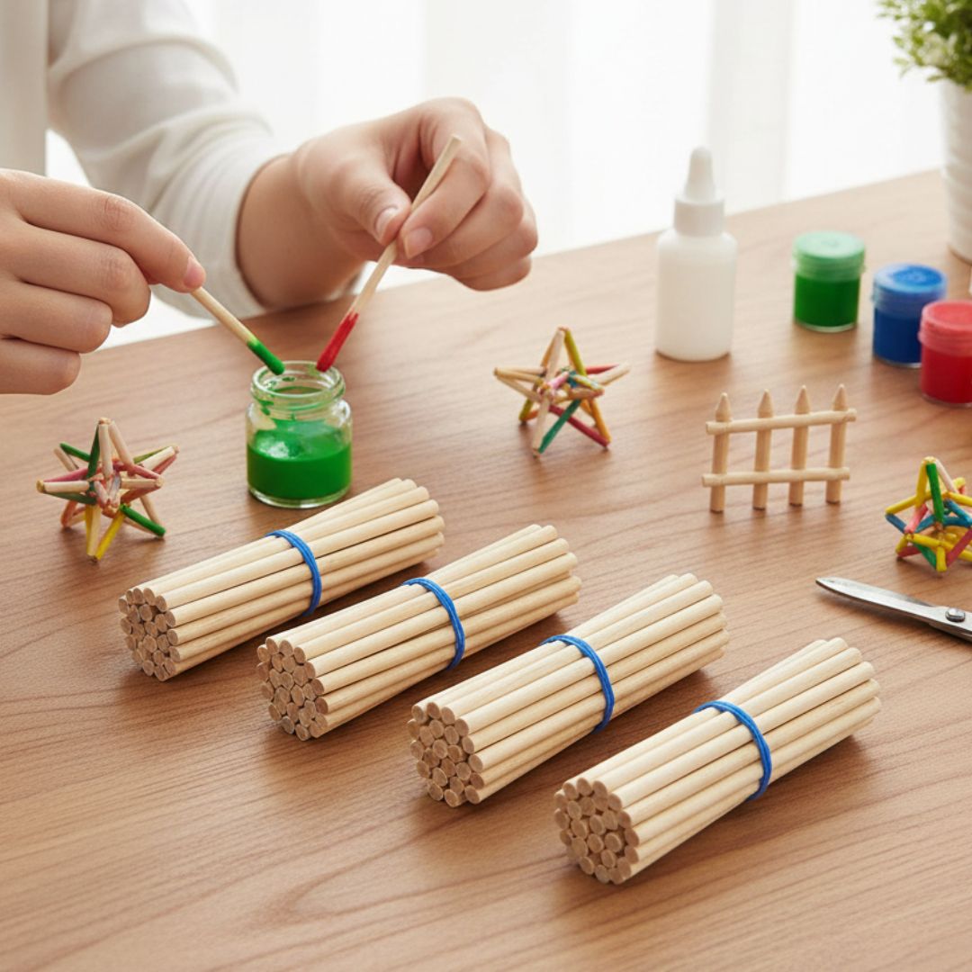 MG Traders Craft Sticks Wood Round 100 Stick Plain 8Cmx5Mm (Wrp100)