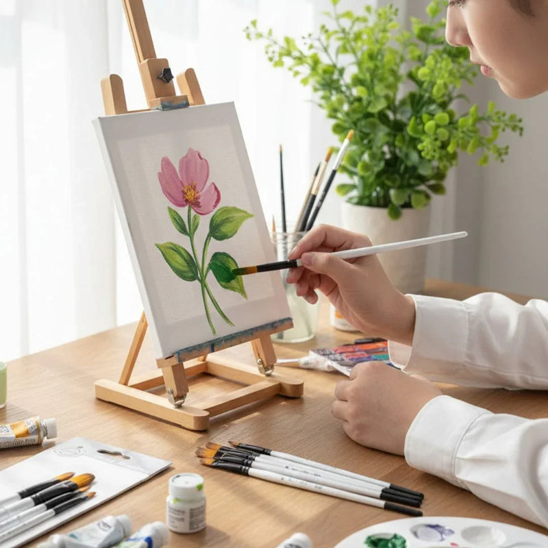 6-Piece Paint Brush Set with White Handles | Artist Brush Kit