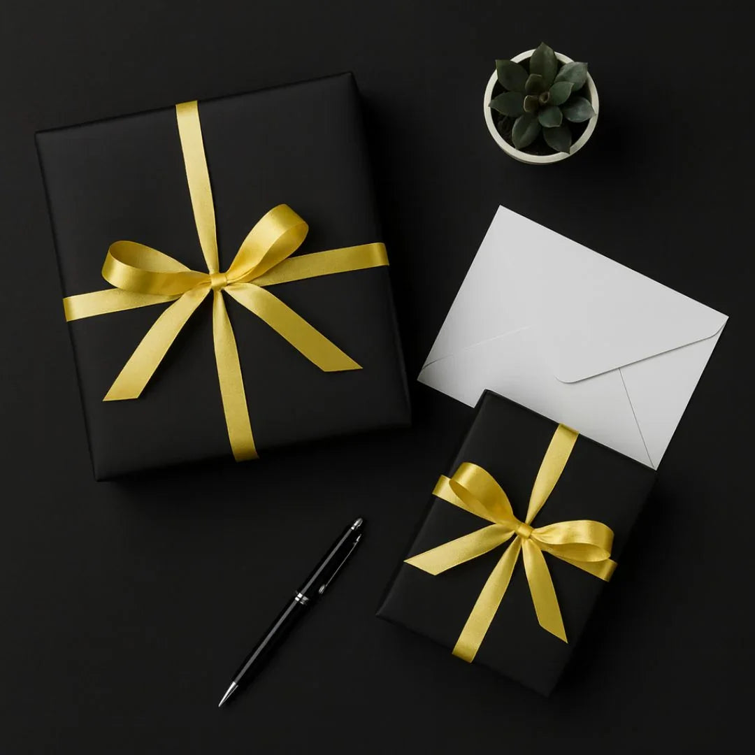 Premium Black & Gold Border Wrapping Paper | 20 Sheets Pack