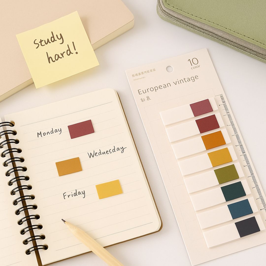 (Buy 1 Get 1 Free) Sticky Notes 10 Color 11x44mm European Vintage