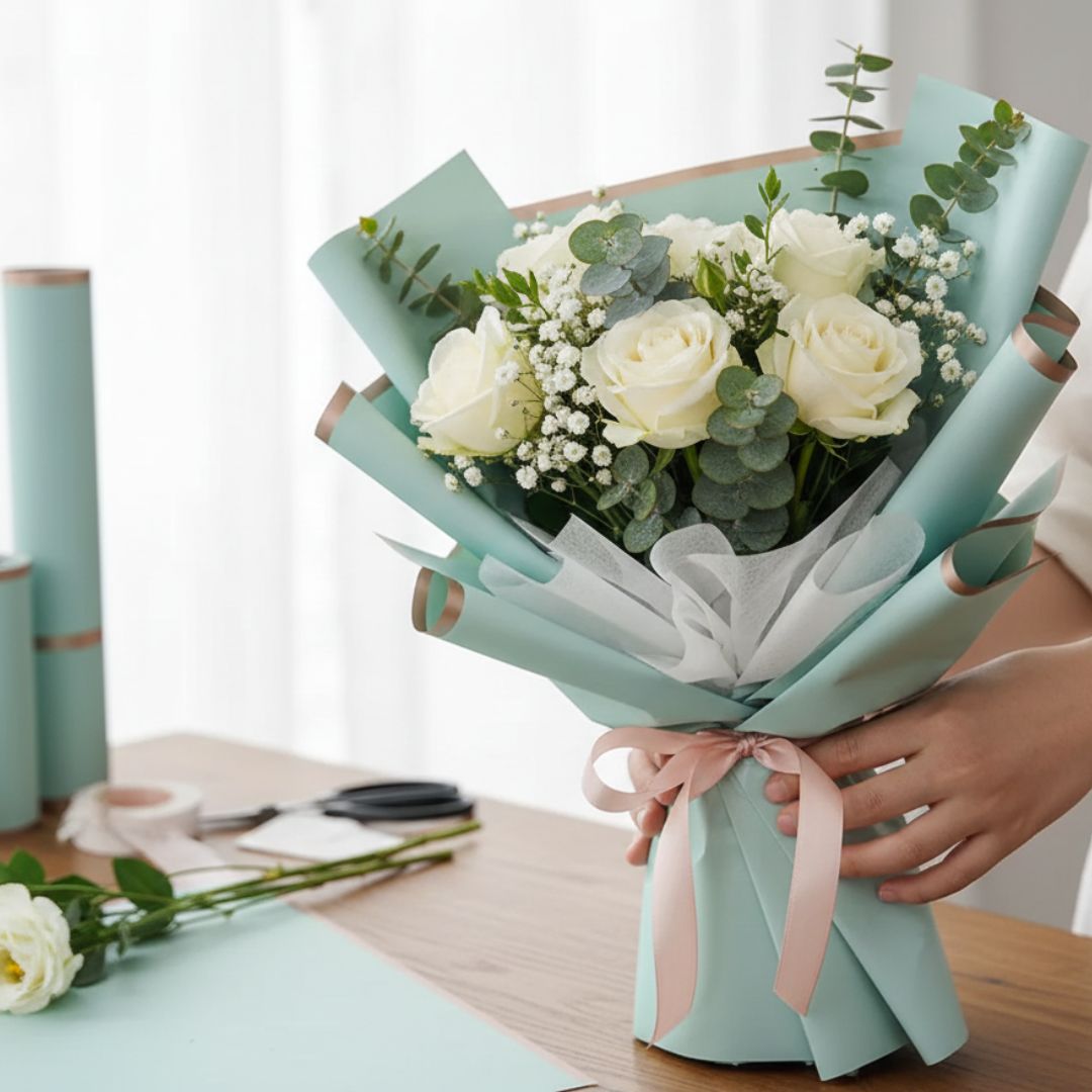 Premium Pastel Green Wrapping Paper Sheets | 20 Sheets Elegant Prints