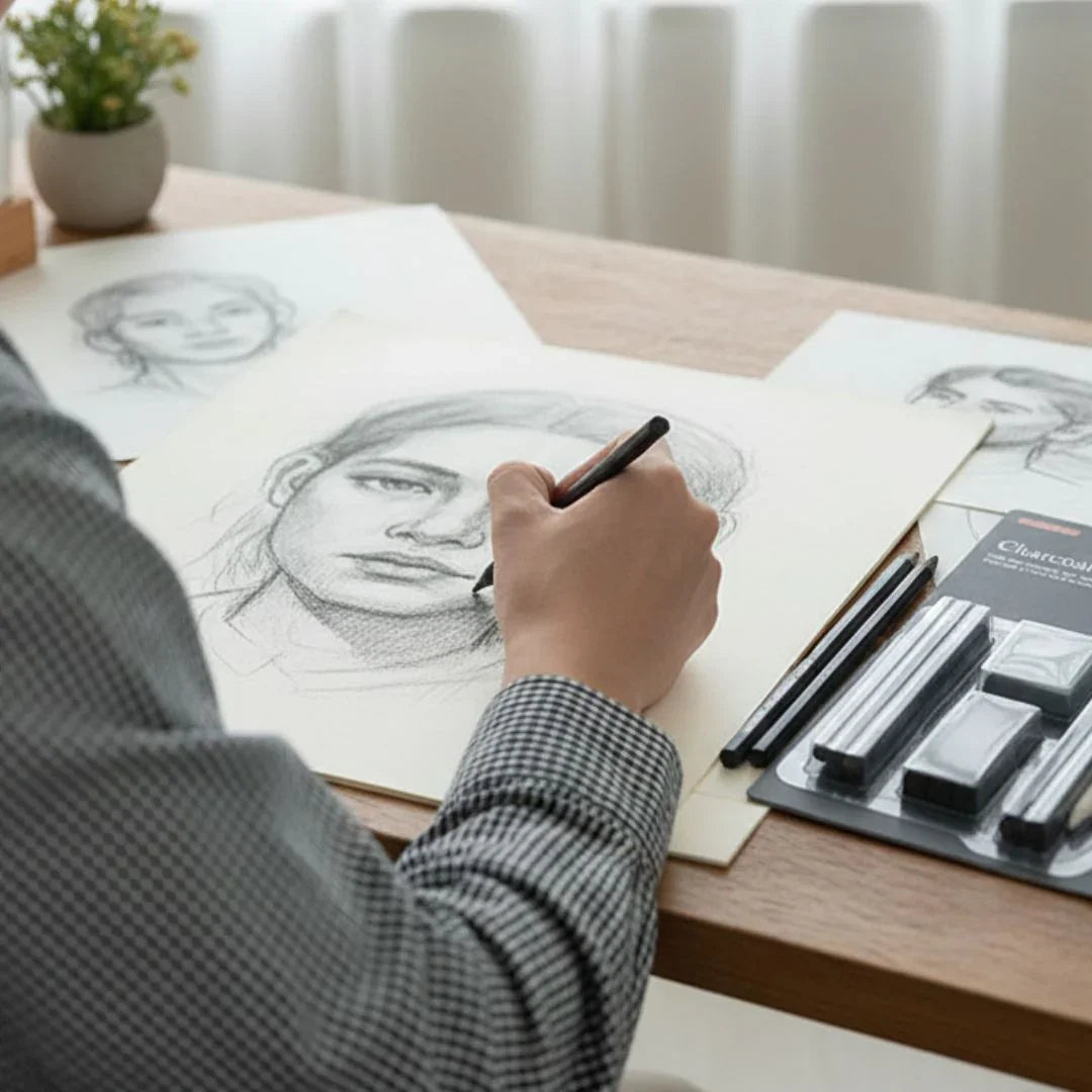 Professional Charcoal Drawing Set | 12-Piece Artist Set