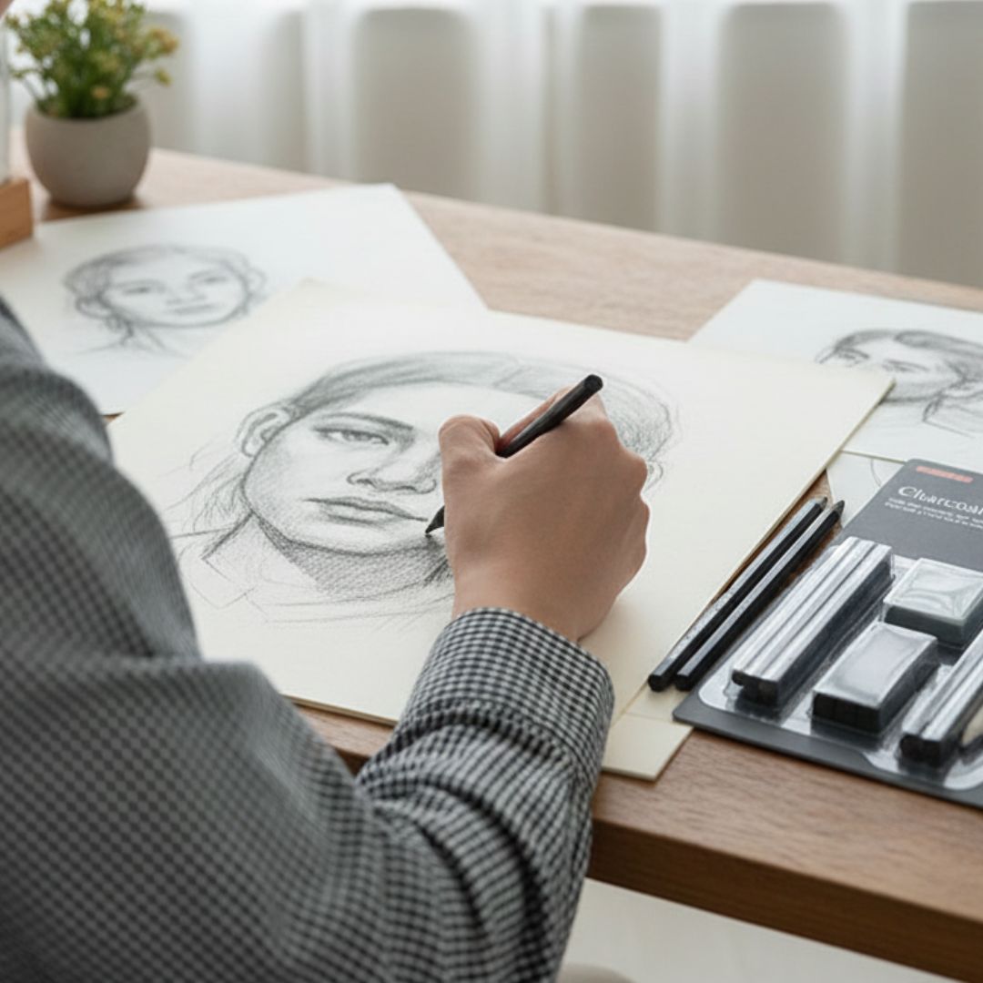 MG Traders Charcoal Pencil Charcoal Drawing Set 12Pc (Mg5210)