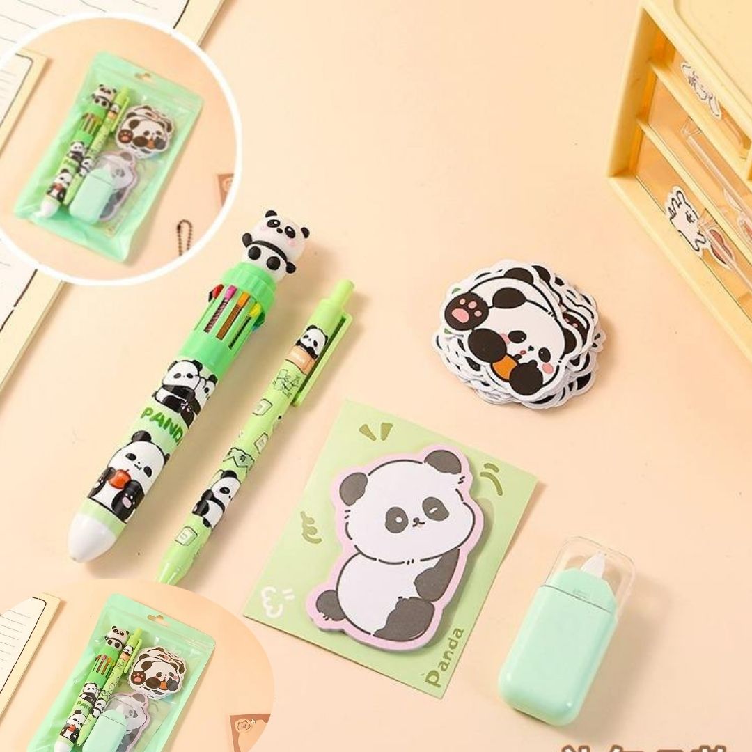 Cute Panda Stationery Gift Set | Pens, Stickers, Eraser &amp; Notepad for Kids l Pack of 1