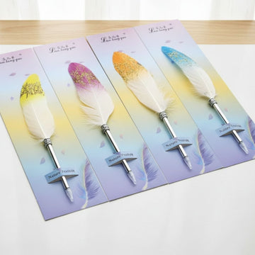 Aesthetic Feather Pen | Glitter Quill Style Gel Pen for Writing