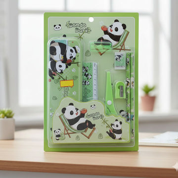 Cute Panda Stationery Set | Pencil Box, Ruler & Scissors for Kids l Pack of 1