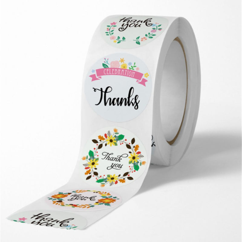 Thank you stickers & labels for Packaging (500 Sticker Roll of 1 Inch)