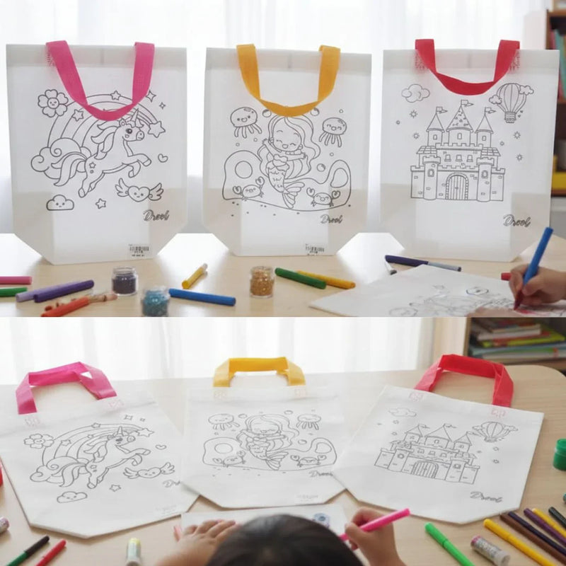 DIY Colouring Tote Bag for Kids | Reusable Art & Craft Bag (pack of 1)