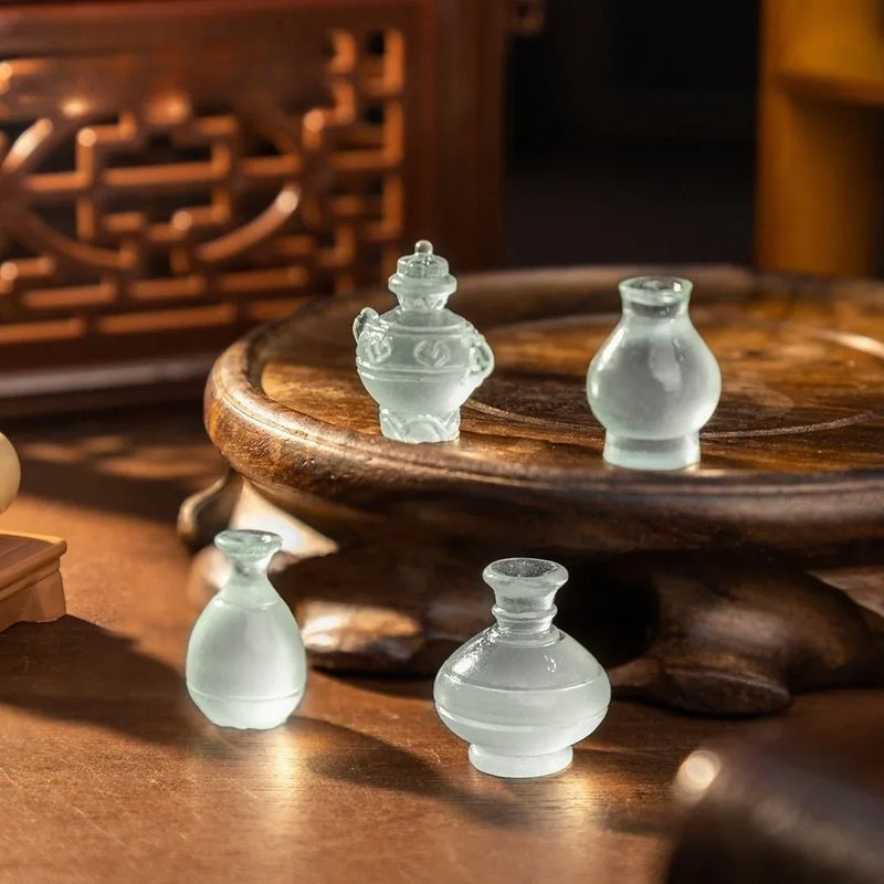 Miniature Model Transpernt Flower Pot 9 Pcs