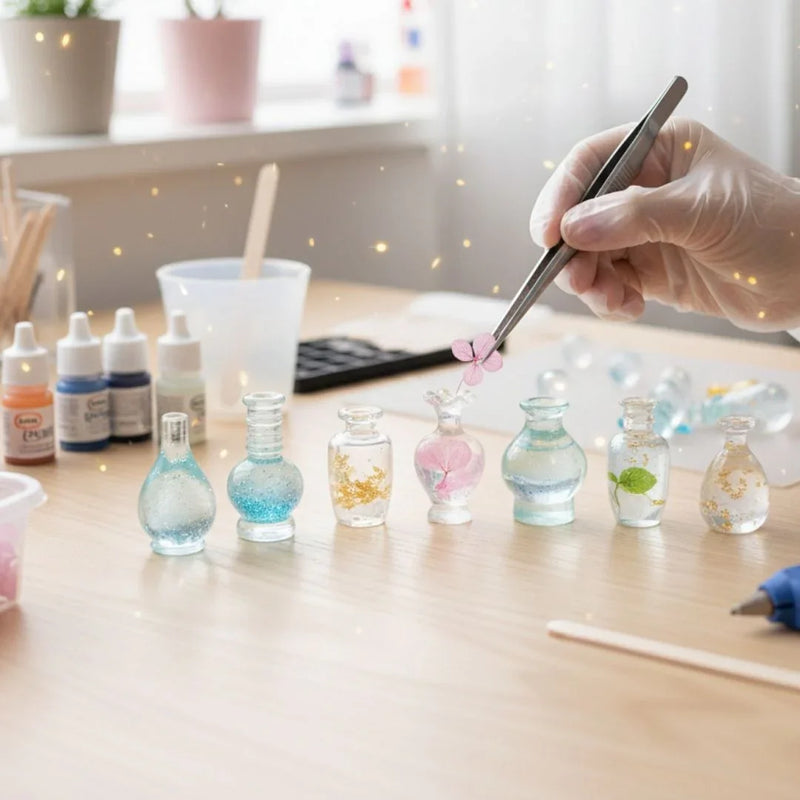 Miniature Model Transpernt Flower Pot 9 Pcs