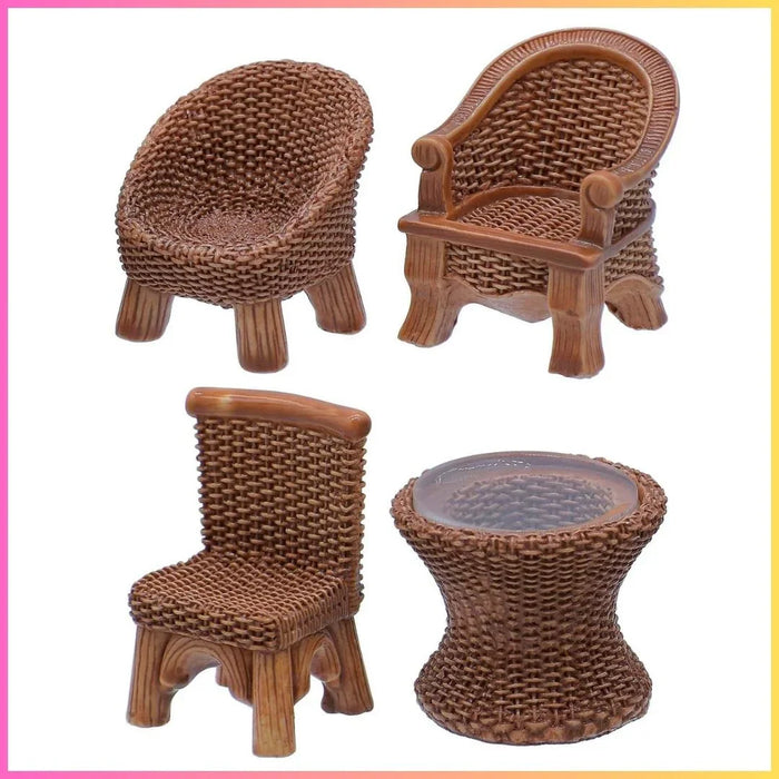 Miniature Model Orange Furniture 4 Pcs Set