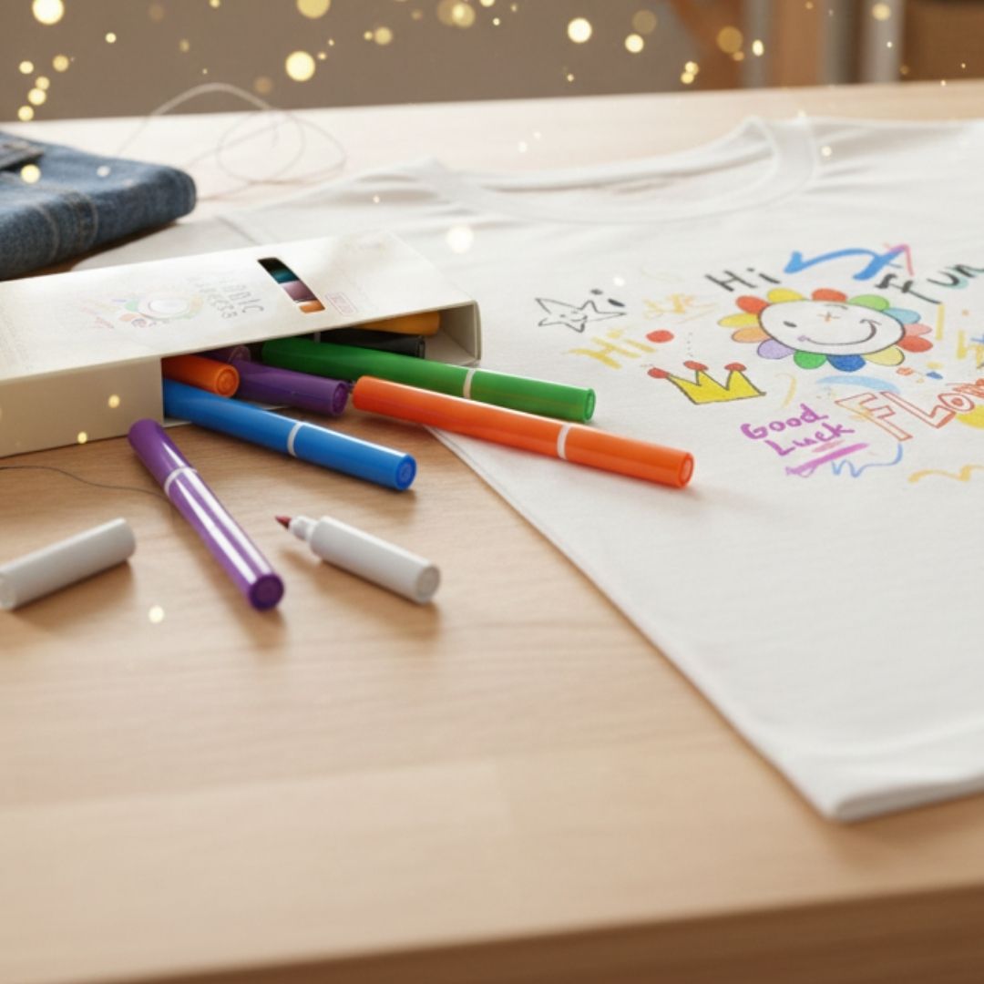 Waterproof Fabric Markers l Pack of  6-Color l works on All surface | Shoes | bags | clothes | Wood | plastic | resin | caps