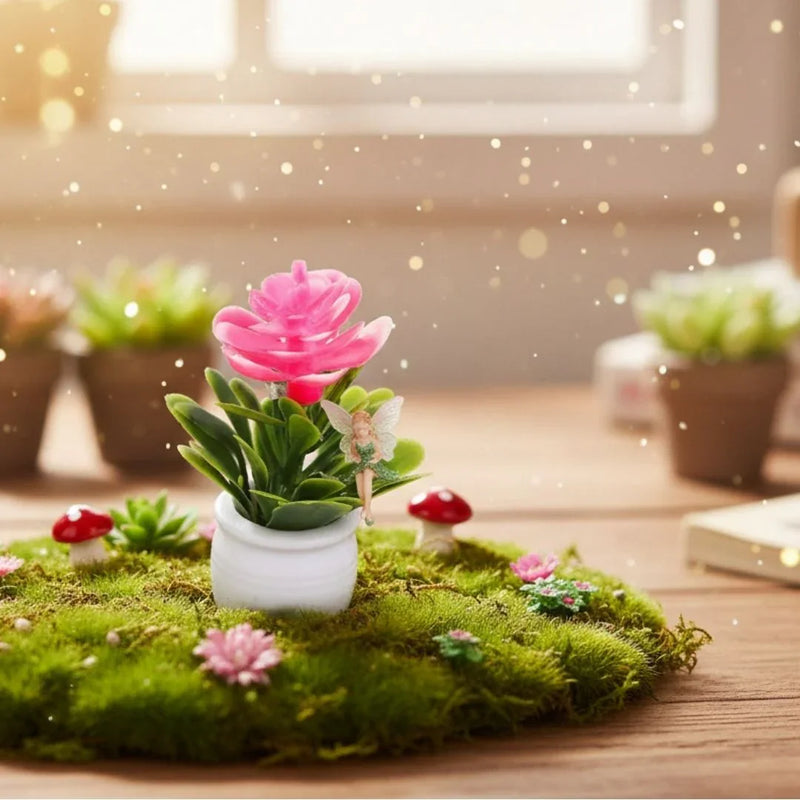 Miniature Pink Flowering Trees in Pots | Set of 4