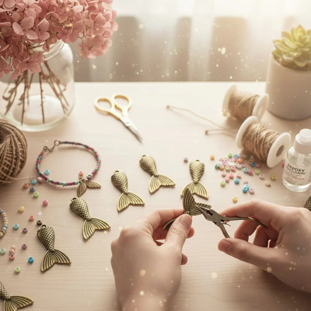 Copper Fish Tail Pendants 31x19mm - 5 Piece Set