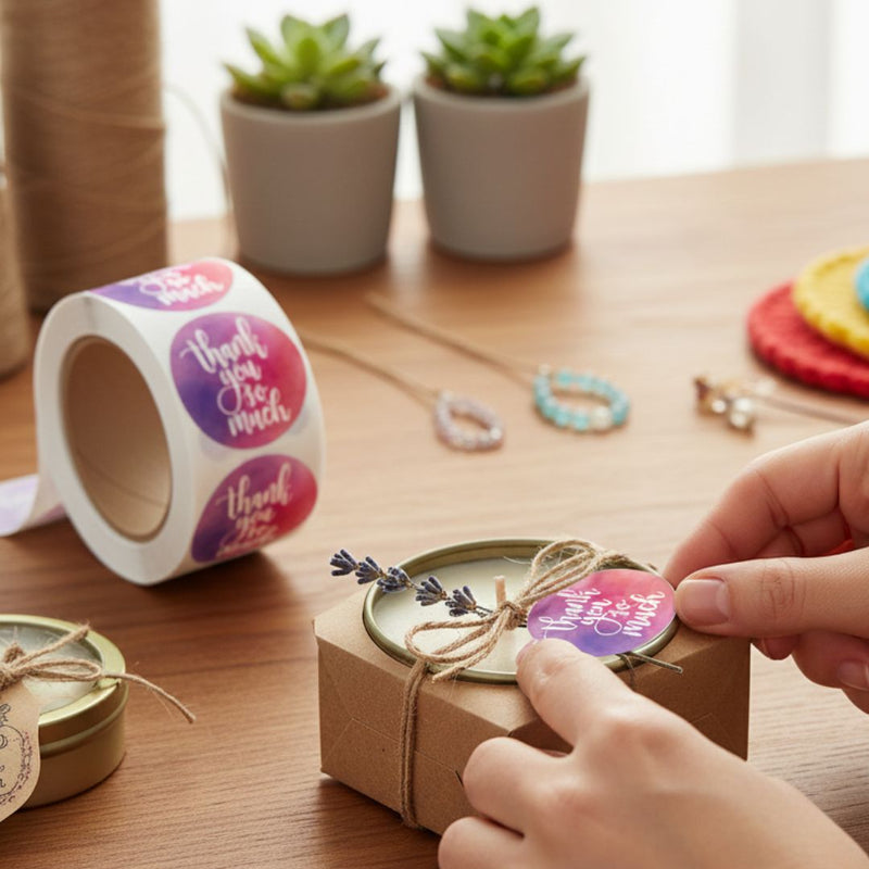 Thank You Stickers Roll for Gift Packaging & Orders ( 500 stickers Roll 1 Inch)