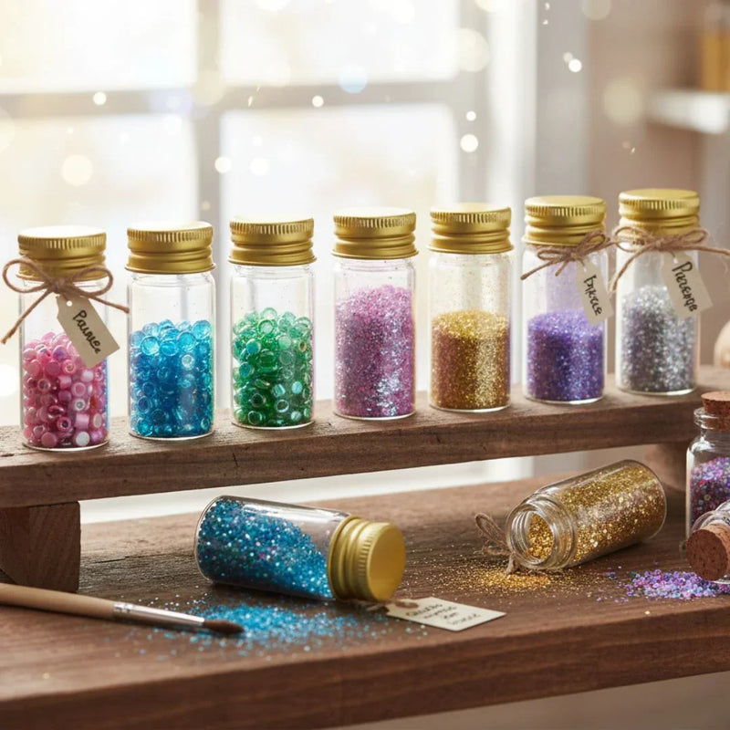 Mini Glass Bottles With Gold Cap 10ML 22X50MM l Pack of contains 8 Pcs