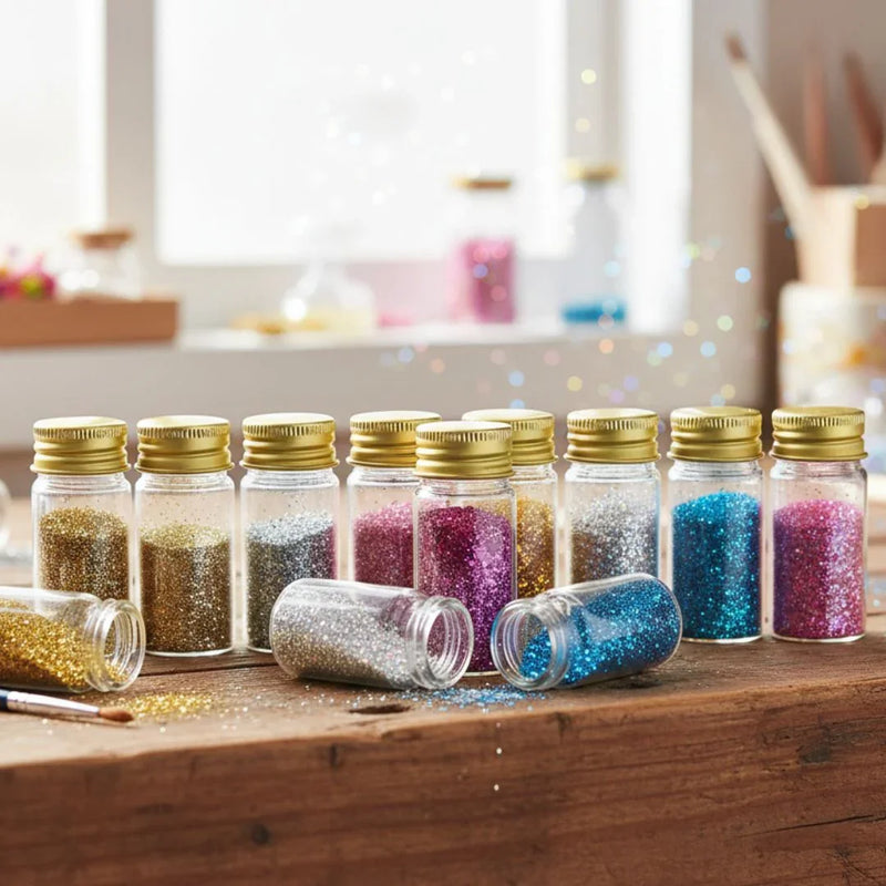 Mini Glass Bottles With Gold Cap 10ML 22X50MM l Pack of contains 8 Pcs