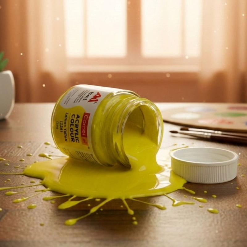 Camel Acrylic Colour –Lemon yellow | 15 ml (Pack of 1)