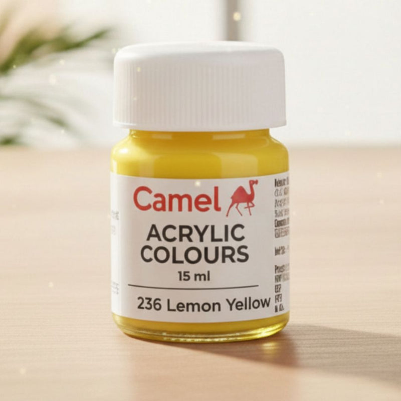 Camel Acrylic Colour –Lemon yellow | 15 ml (Pack of 1)