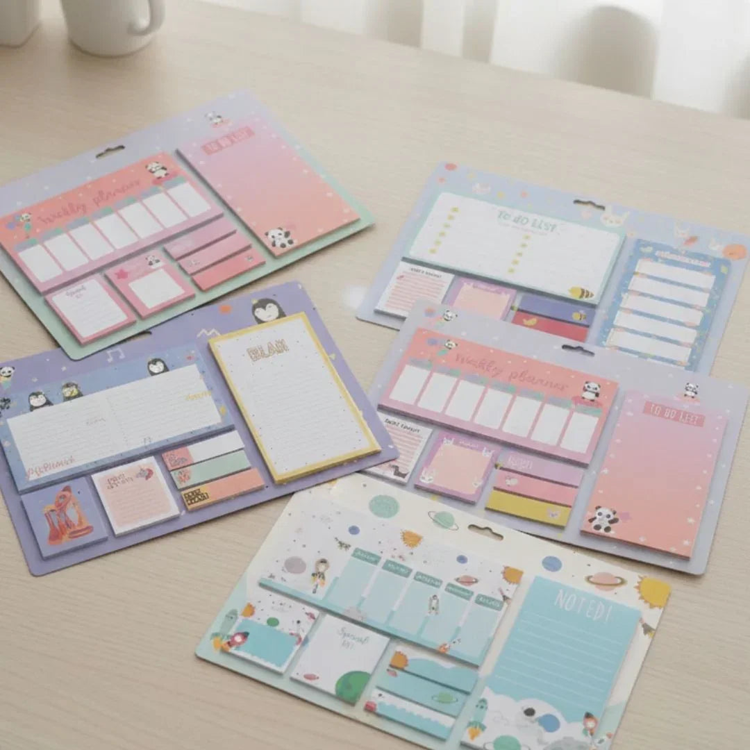 Cute Panda Weekly Planner Pad with Sticky Notes (26.5×18.8cm)