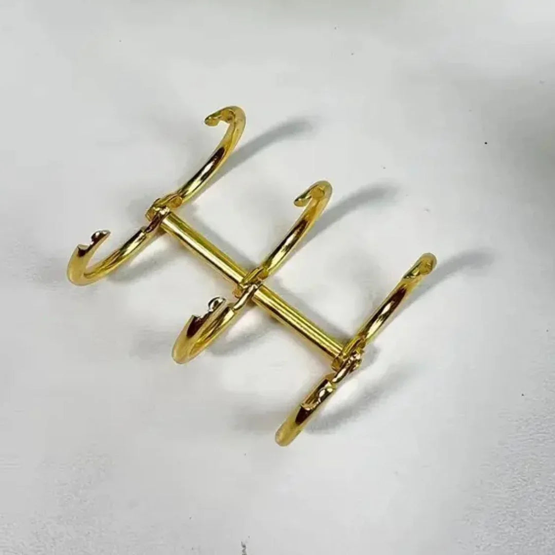 Elegant Gold 3-Hole Book Rings - 2 Piece Set