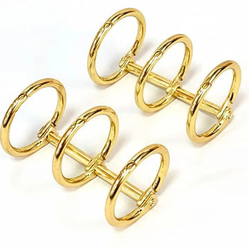 Elegant Gold 3-Hole Book Rings - 2 Piece Set