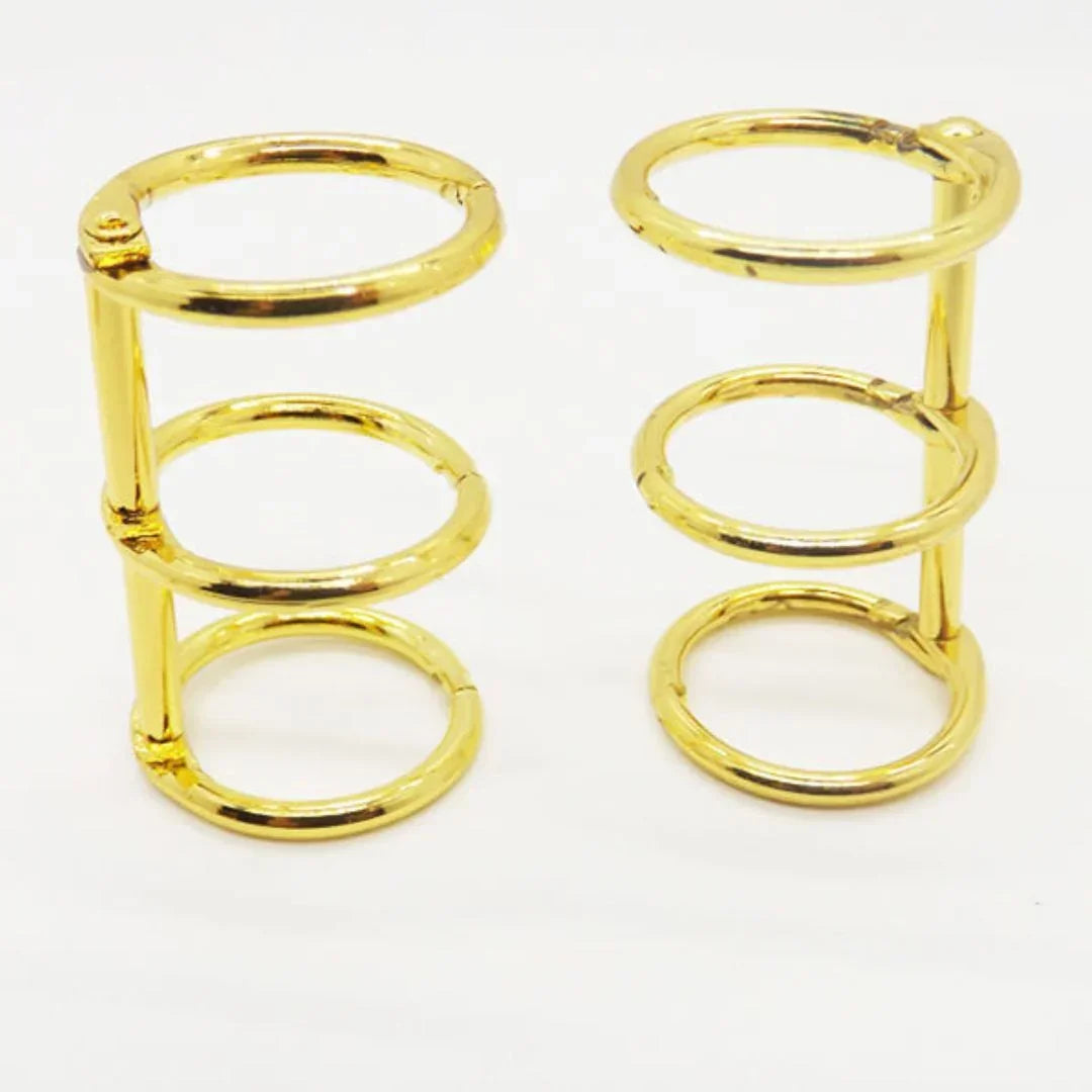 Elegant Gold 3-Hole Book Rings - 2 Piece Set