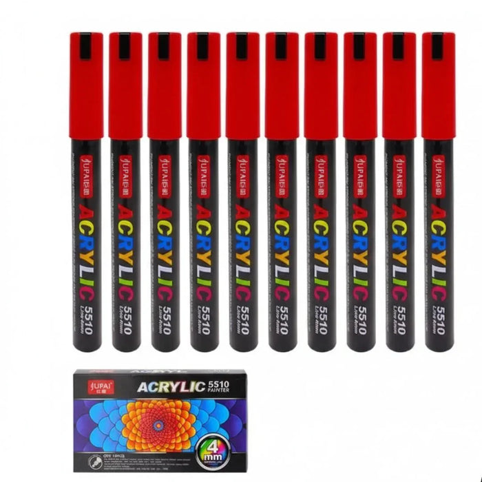 Acrylic Paint Marker Red 10Pc 4Mm Code-5510R