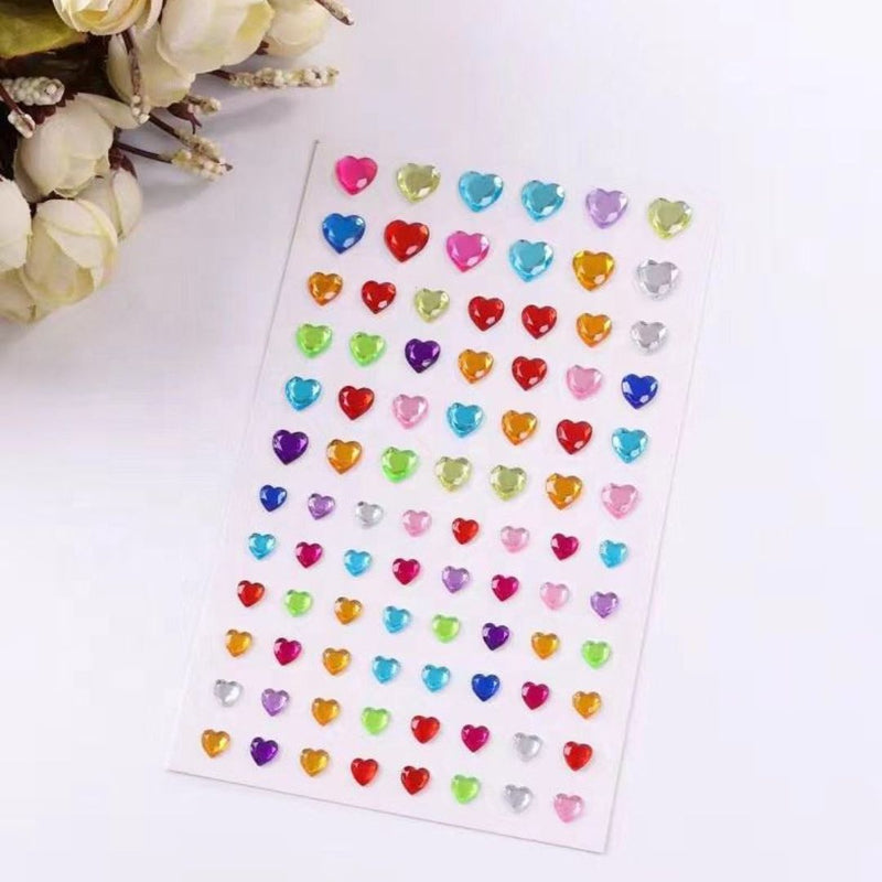 Multi-Color Heart Crystal Diamond Stickers - Assorted Sizes (pack of 1)