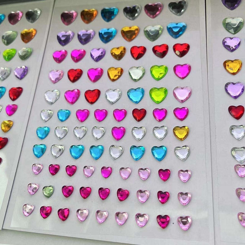 Multi-Color Heart Crystal Diamond Stickers - Assorted Sizes (pack of 1)