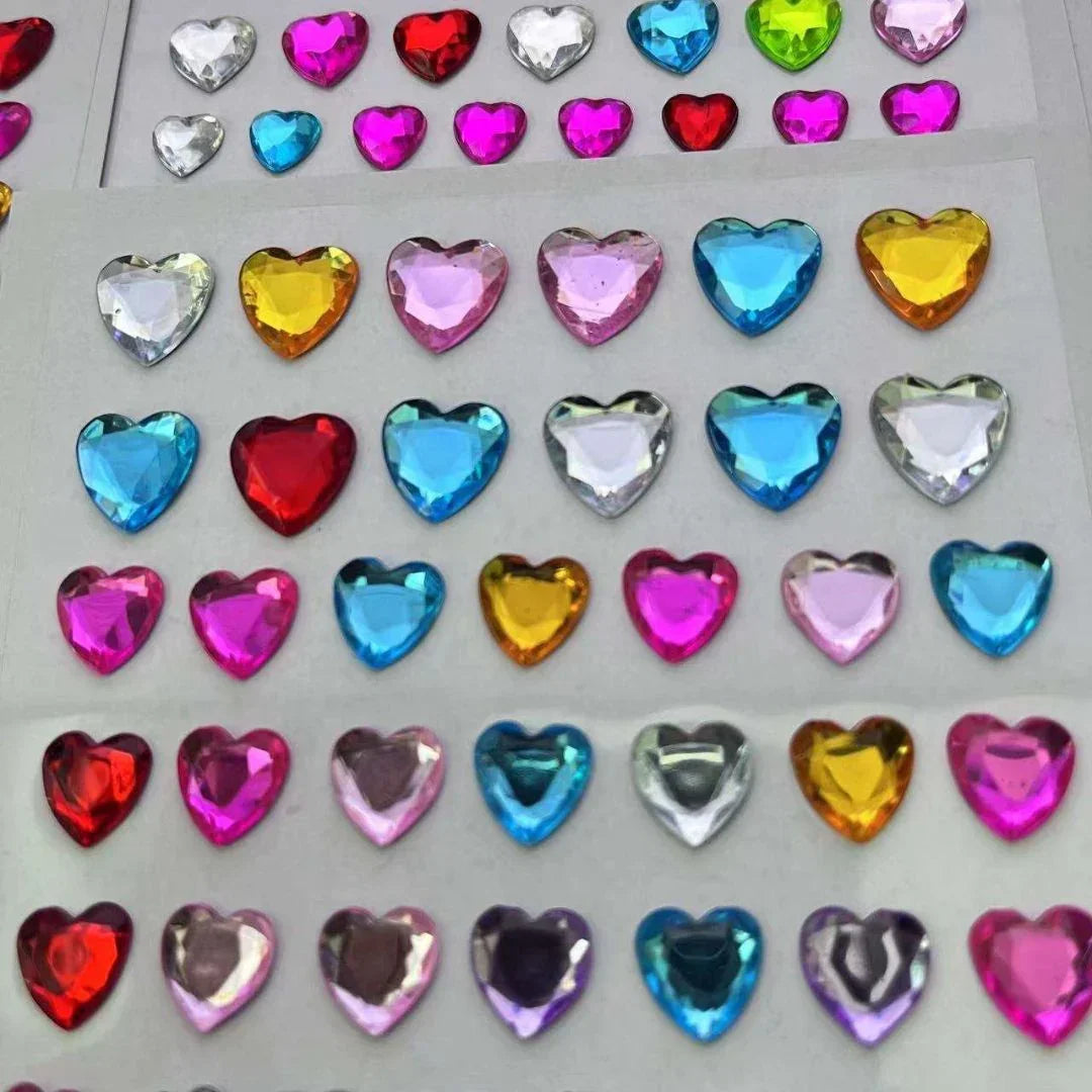 Multi-Color Heart Crystal Diamond Stickers - Assorted Sizes (pack of 1)