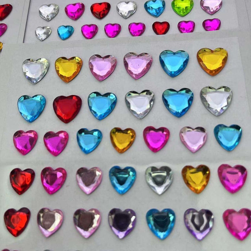 Multi-Color Heart Crystal Diamond Stickers - Assorted Sizes (pack of 1)