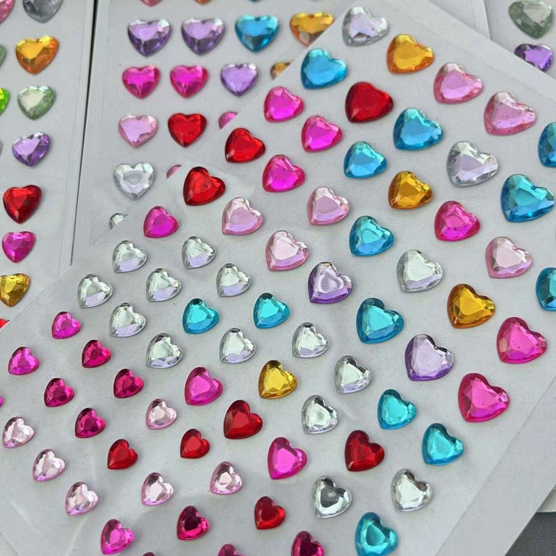 Multi-Color Heart Crystal Diamond Stickers - Assorted Sizes (pack of 1)