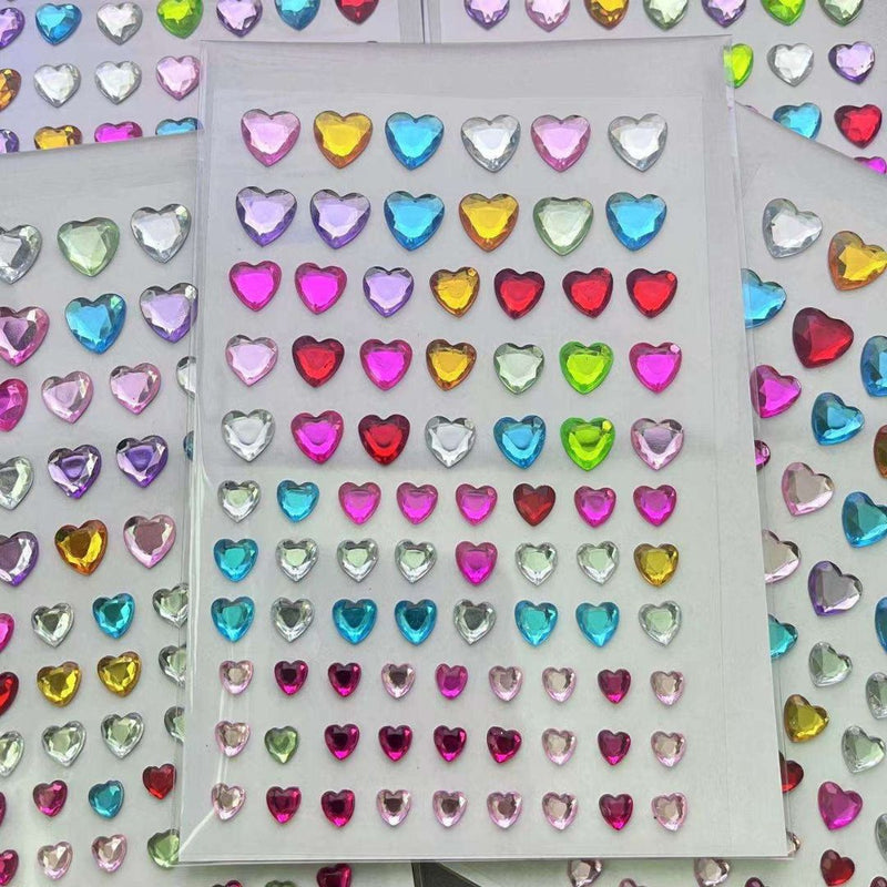 Multi-Color Heart Crystal Diamond Stickers - Assorted Sizes (pack of 1)