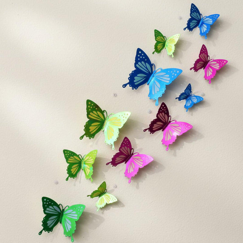 Sparkling 3D Metallic Butterfly Stickers - 12 Piece Set ( pack of 1)