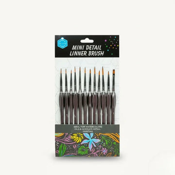 Thin and Fin Tip Paint Brush Set, Mini Detail Linner Brush, Ideal for Acrylics, Watercolor & Oil (12Pc)