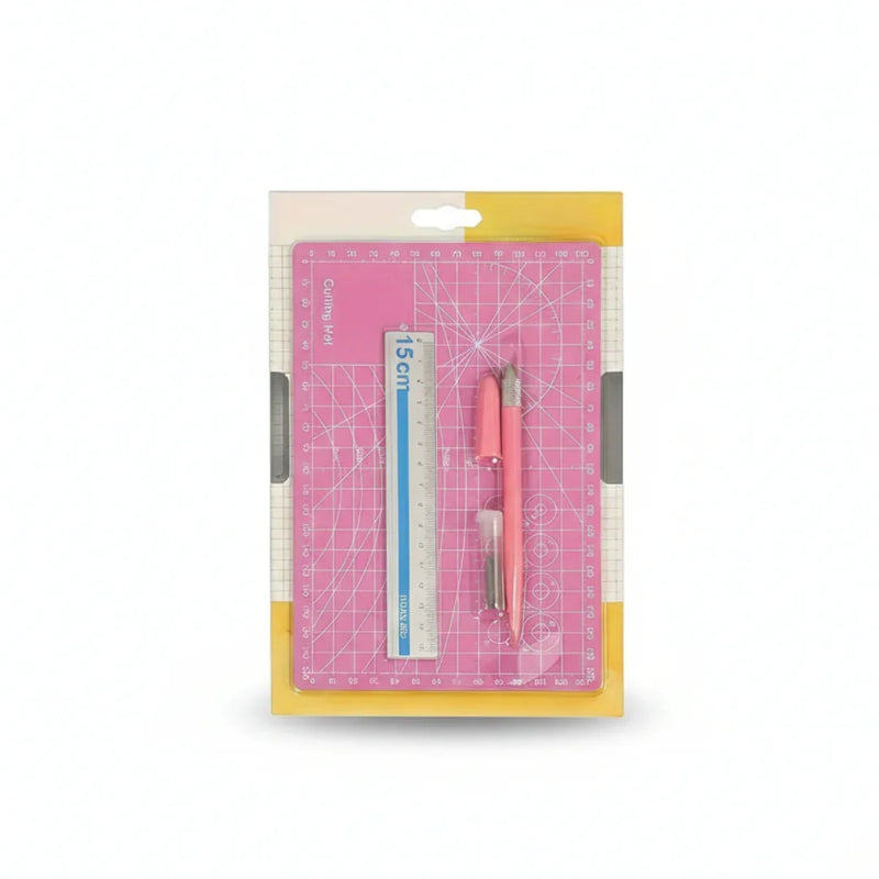 Essential Craft Tools Combo Kit: A5 Cutting Mat, Precision Knife & Steel Ruler