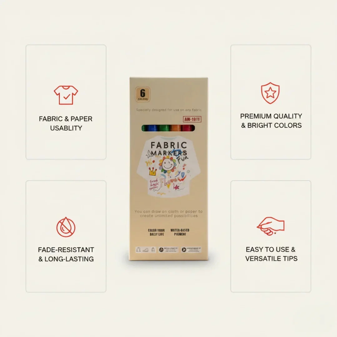 (BUY 1 GET 1 FREE) Waterproof All surface Markers l Pack of  6-Color l works on All surface | Shoes | bags | clothes | Wood | plastic | resin | caps