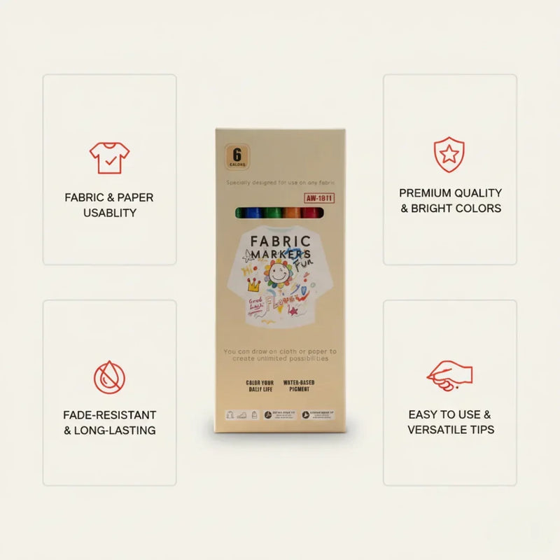 (BUY 1 GET 1 FREE) Waterproof All surface Markers l Pack of  6-Color l works on All surface | Shoes | bags | clothes | Wood | plastic | resin | caps