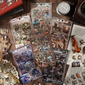 ( Buy 1 Get 1 Free)  Vintage Aesthetic Stickers Pack for Journaling Scrapbook l Pack of 1 contains 6 sheets