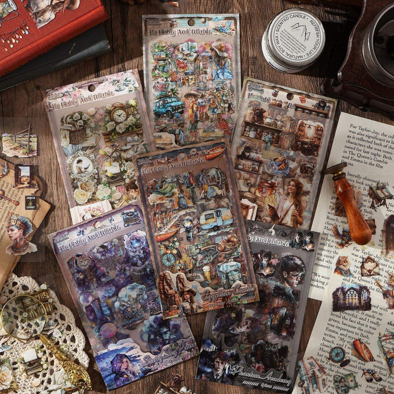 ( Buy 1 Get 1 Free)  Vintage Aesthetic Stickers Pack for Journaling Scrapbook l Pack of 1 contains 6 sheets