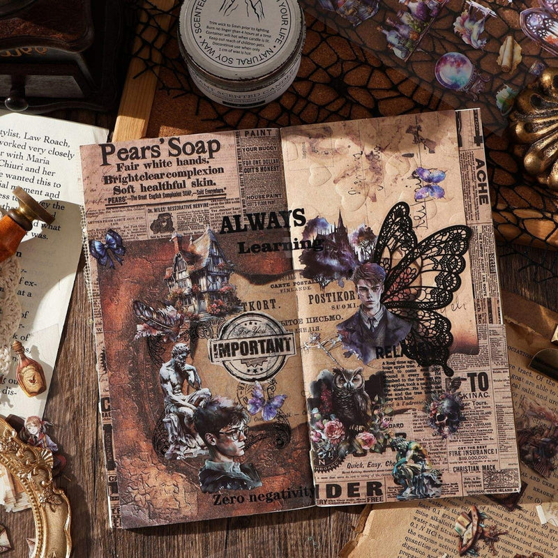 ( Buy 1 Get 1 Free)  Vintage Aesthetic Stickers Pack for Journaling Scrapbook l Pack of 1 contains 6 sheets