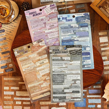 ( Buy 1 get 1 Free )Memory Text Stickers Vintage Scrapbook, Planners & DIY l Pack of 1 contains 6 sheets