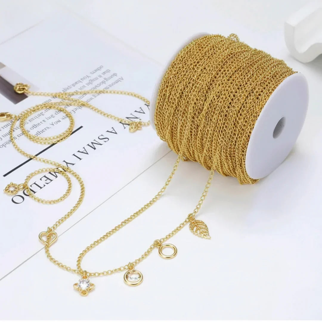 Delicate Gold Chain 0.8mm - 50 Meter Spool for Jewelry Making