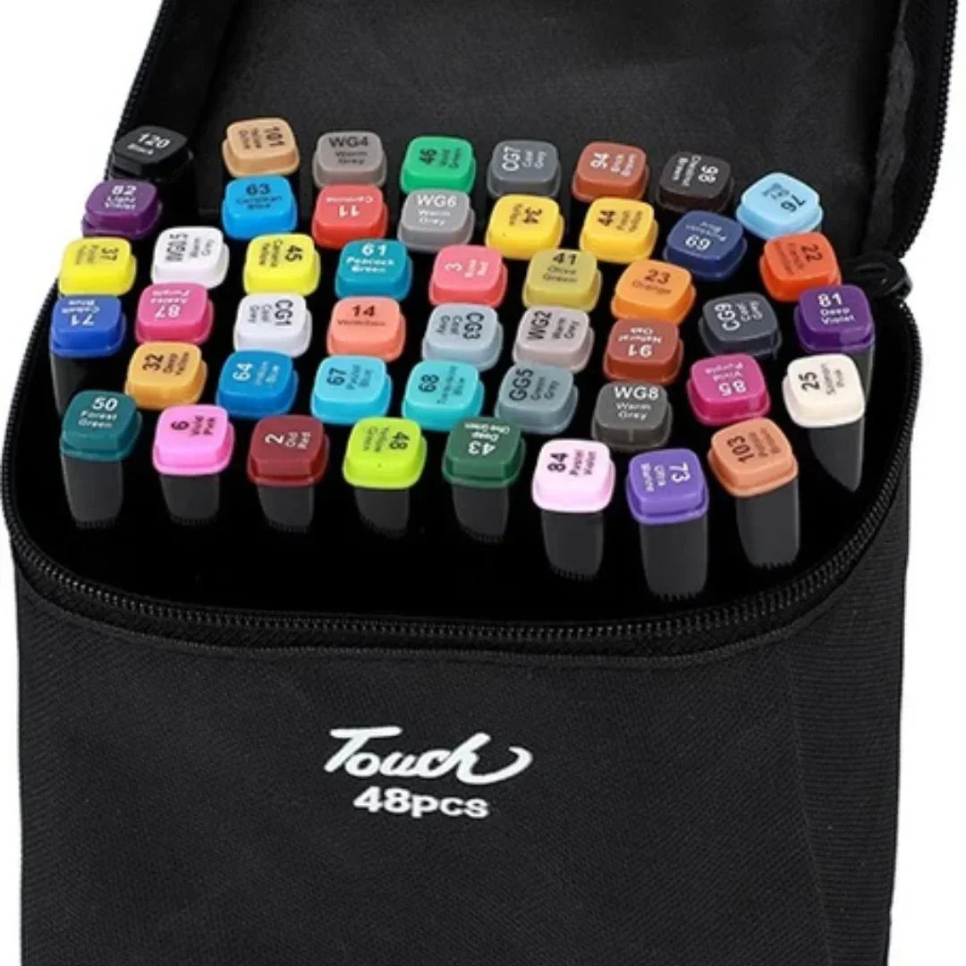Professional Alcohol Touch Markers - 48 Colors with Black Pouch