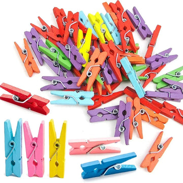 (Buy 1 Get 1 Free) Mini Colourful wooden Clip l Pack 1 of 25Pc