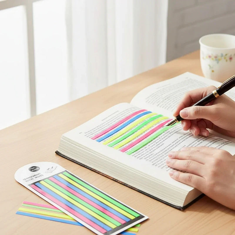 Transparent Sticky Notes Neon 8 Strip  14Cmx5Mm (pack of 1)