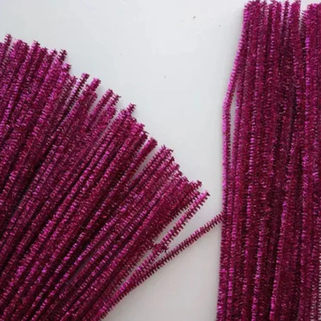 Pipe Cleaner Glitter  Dark Pink 100Pcs  pack of 1